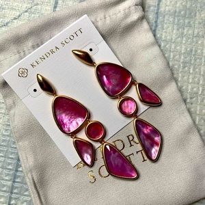 Kendra Scott rose gold long earrings with pink ivory